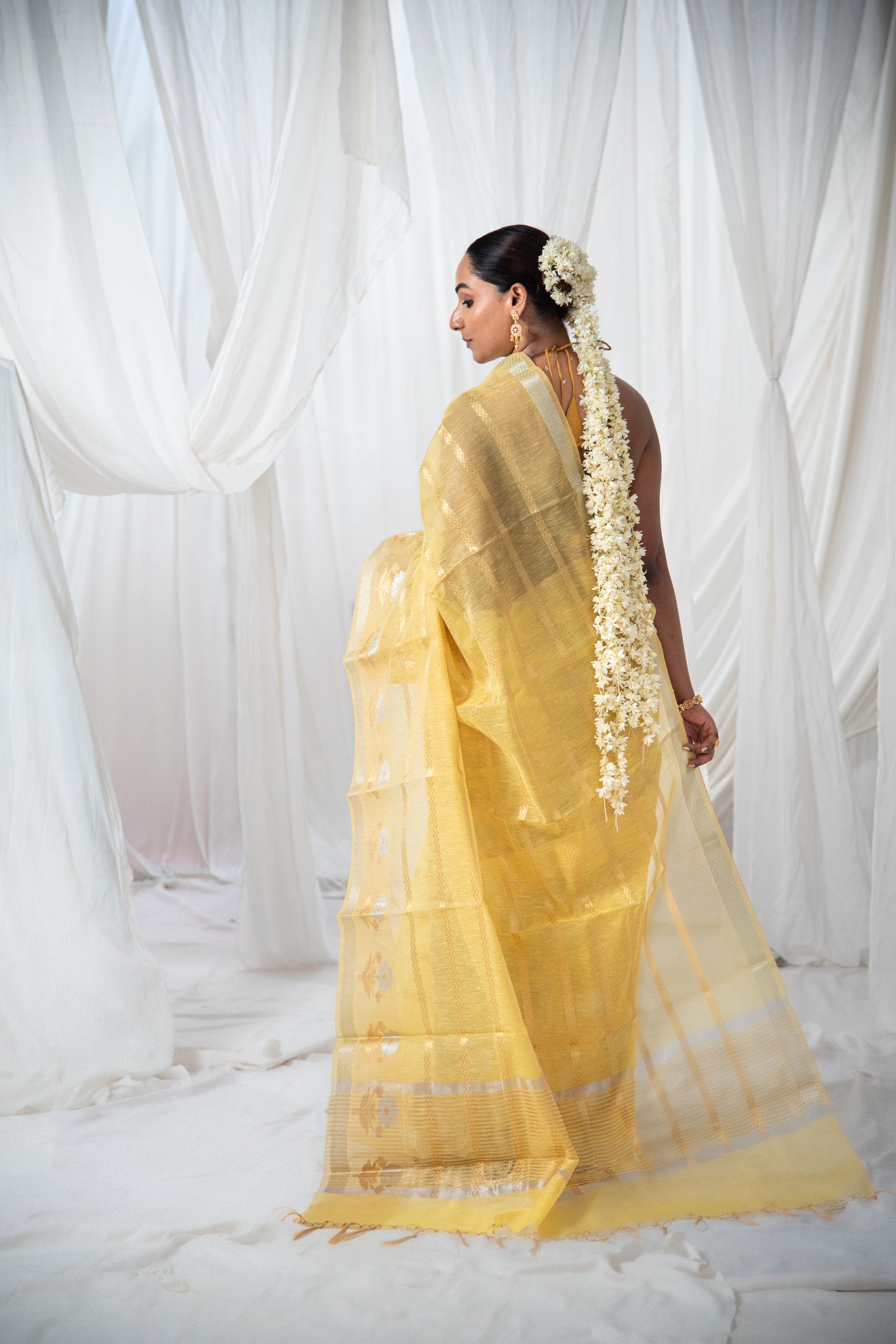 Banarasi Linen Cotton Silk Predraped Saree