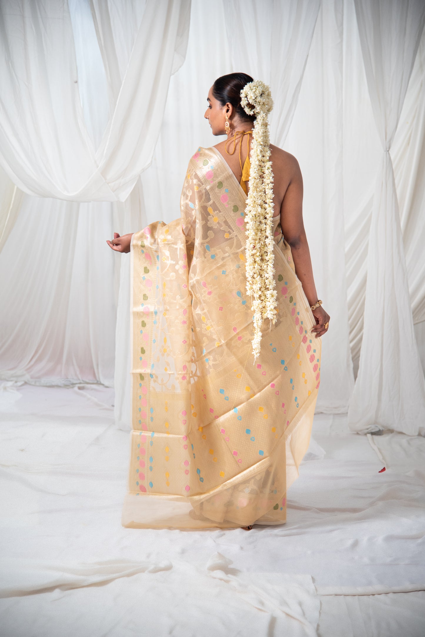 Banarasi Kota Organza Silk with Meenakari Design Pre Draped Saree