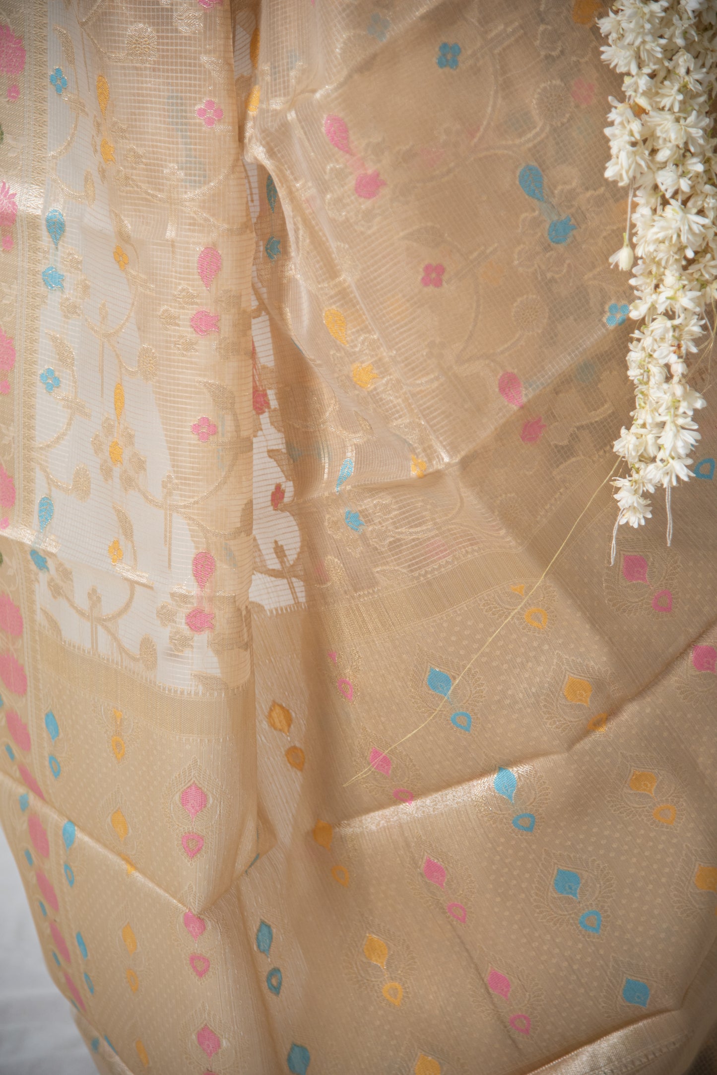 Banarasi Kota Organza Silk with Meenakari Design Pre Draped Saree