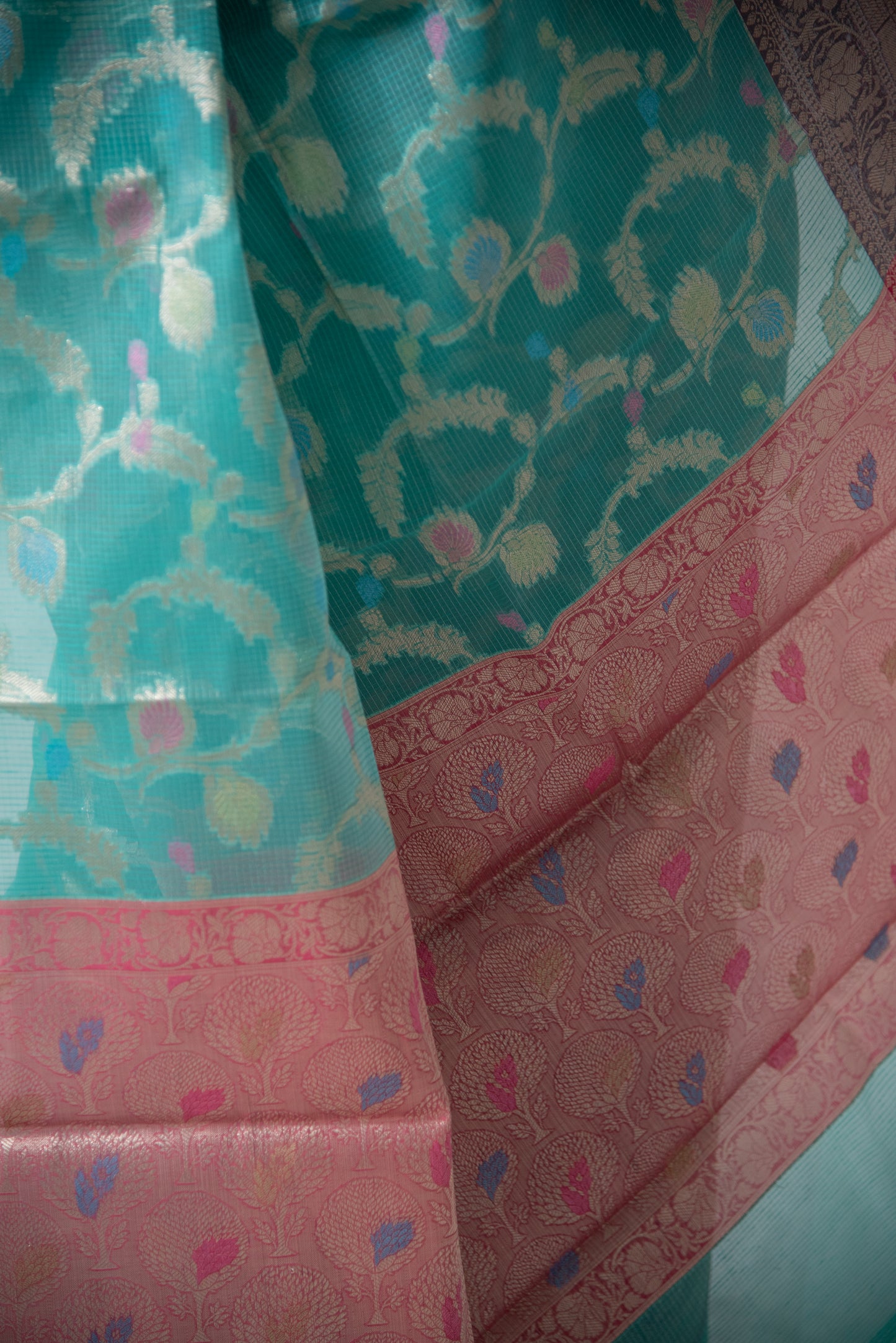 Banarasi Kota Organza Silk Meenakari Predraped Saree