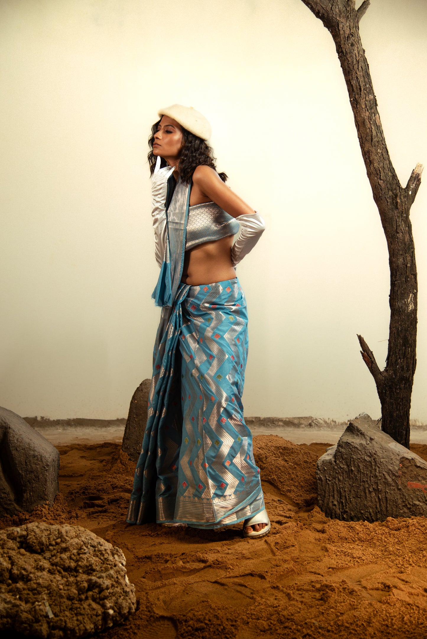 Dupiyan Silk with Meena Predraped Banarasi Saree