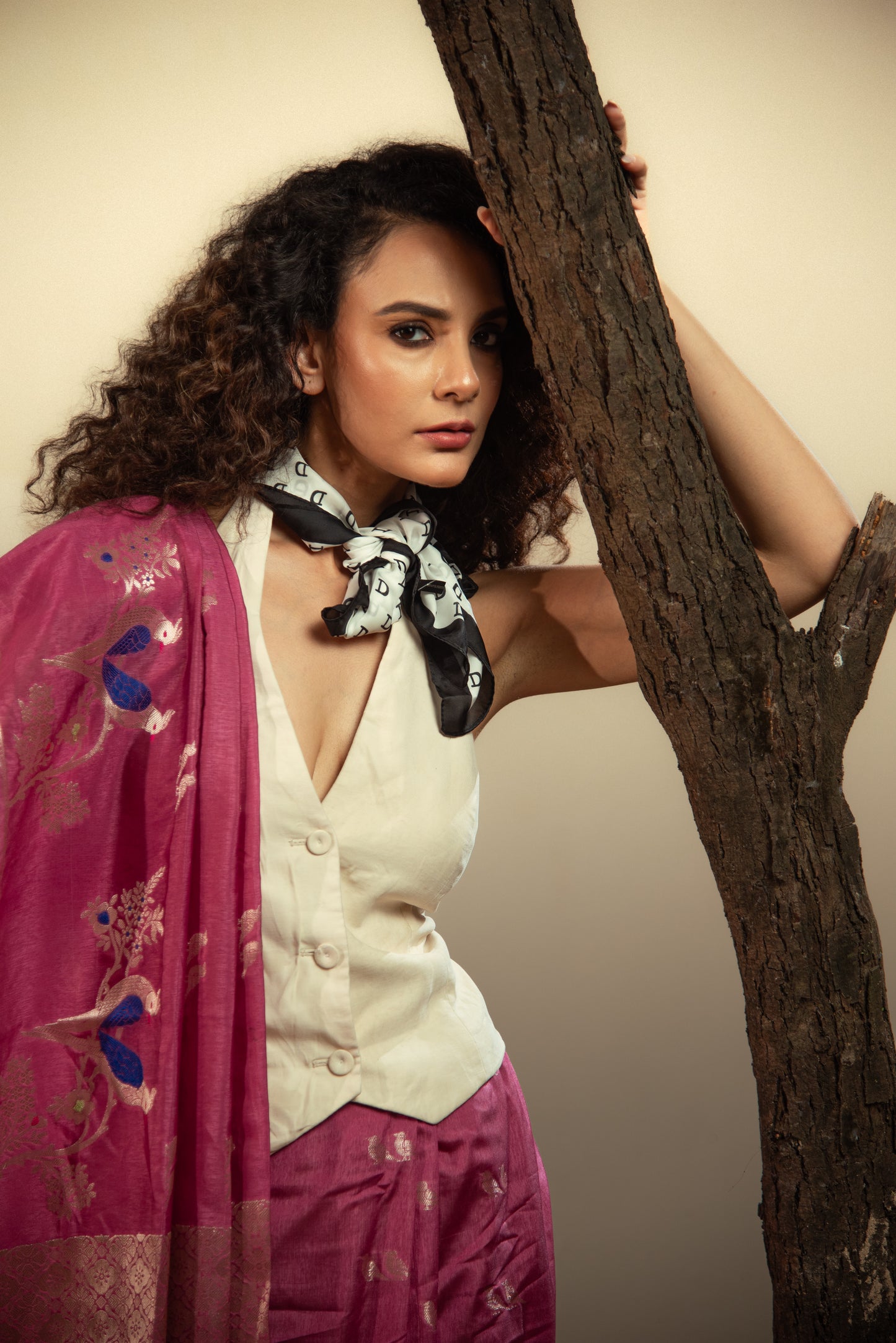 Banarasi Viscose Silk Predraped Saree with Meena Work