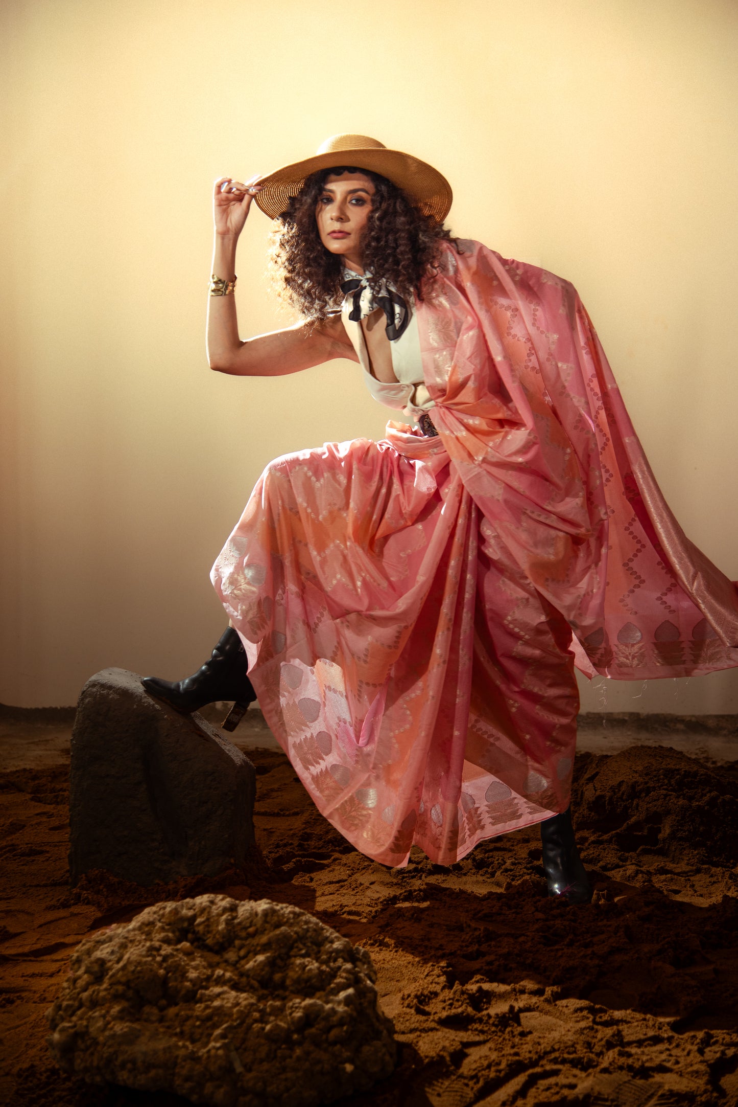 Raw Mango Silk Rangkart Pre Draped Saree