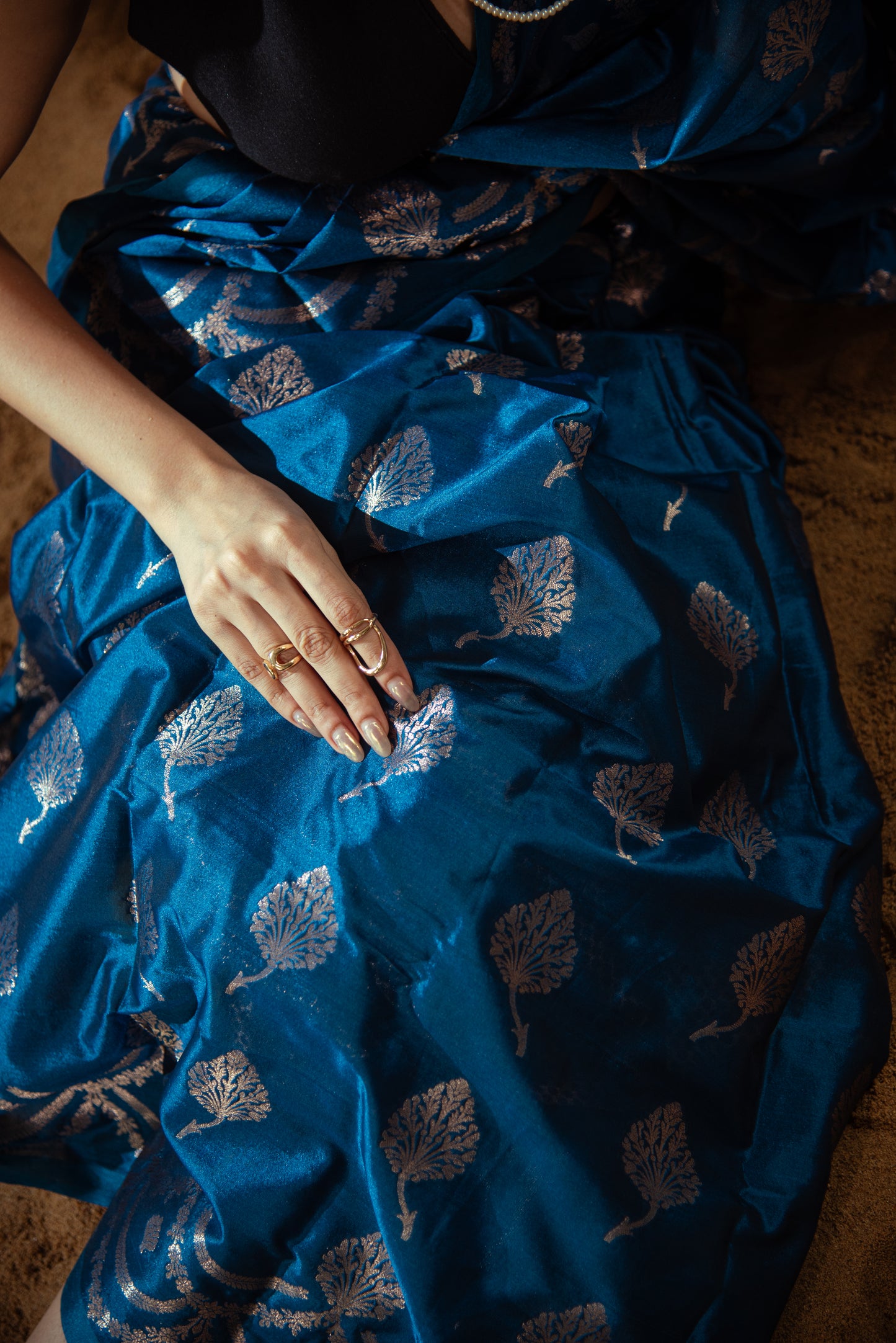 Mashru Katan Silk Sonarupa Pre Draped Saree with Silver Work