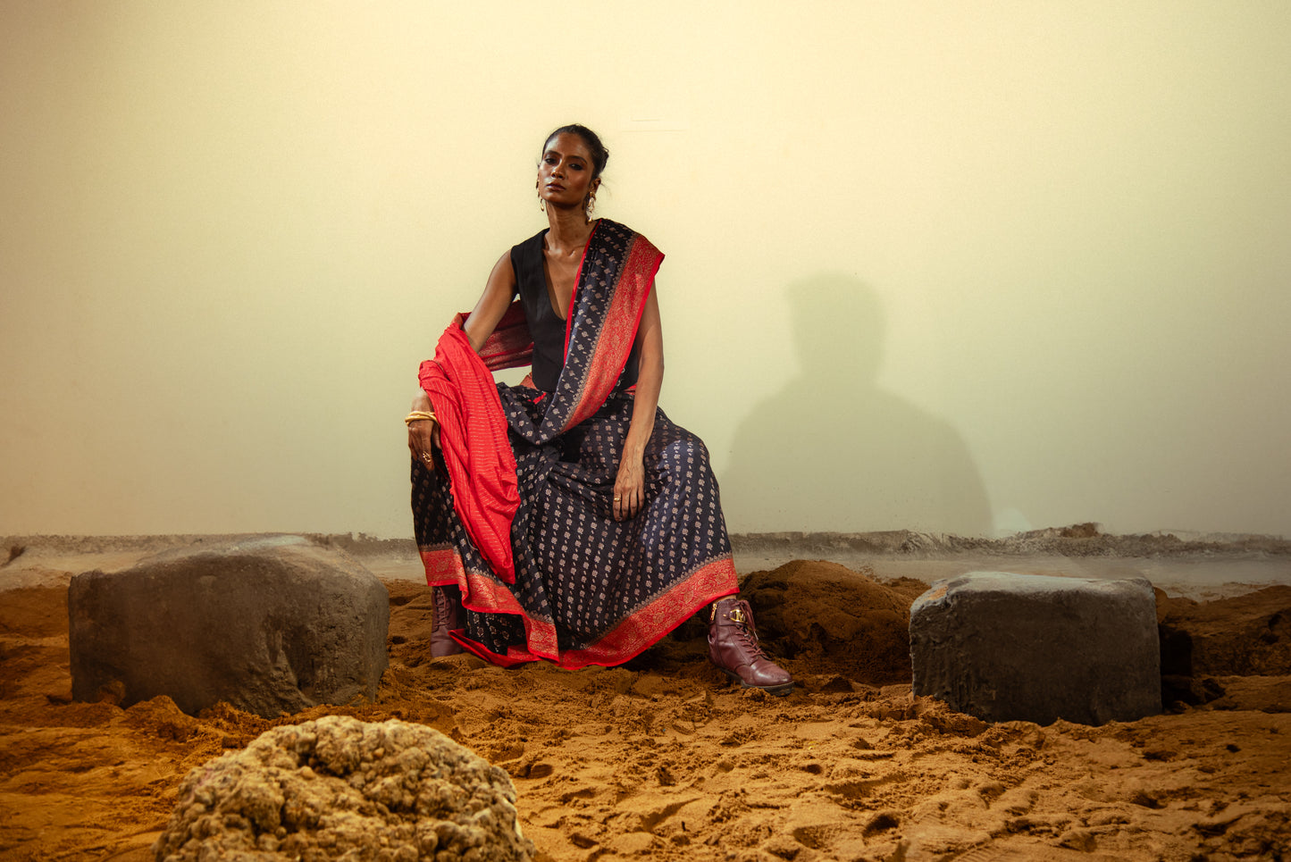 Banarasi Matka Georgette Silk Pre Draped Saree with Intricate Details