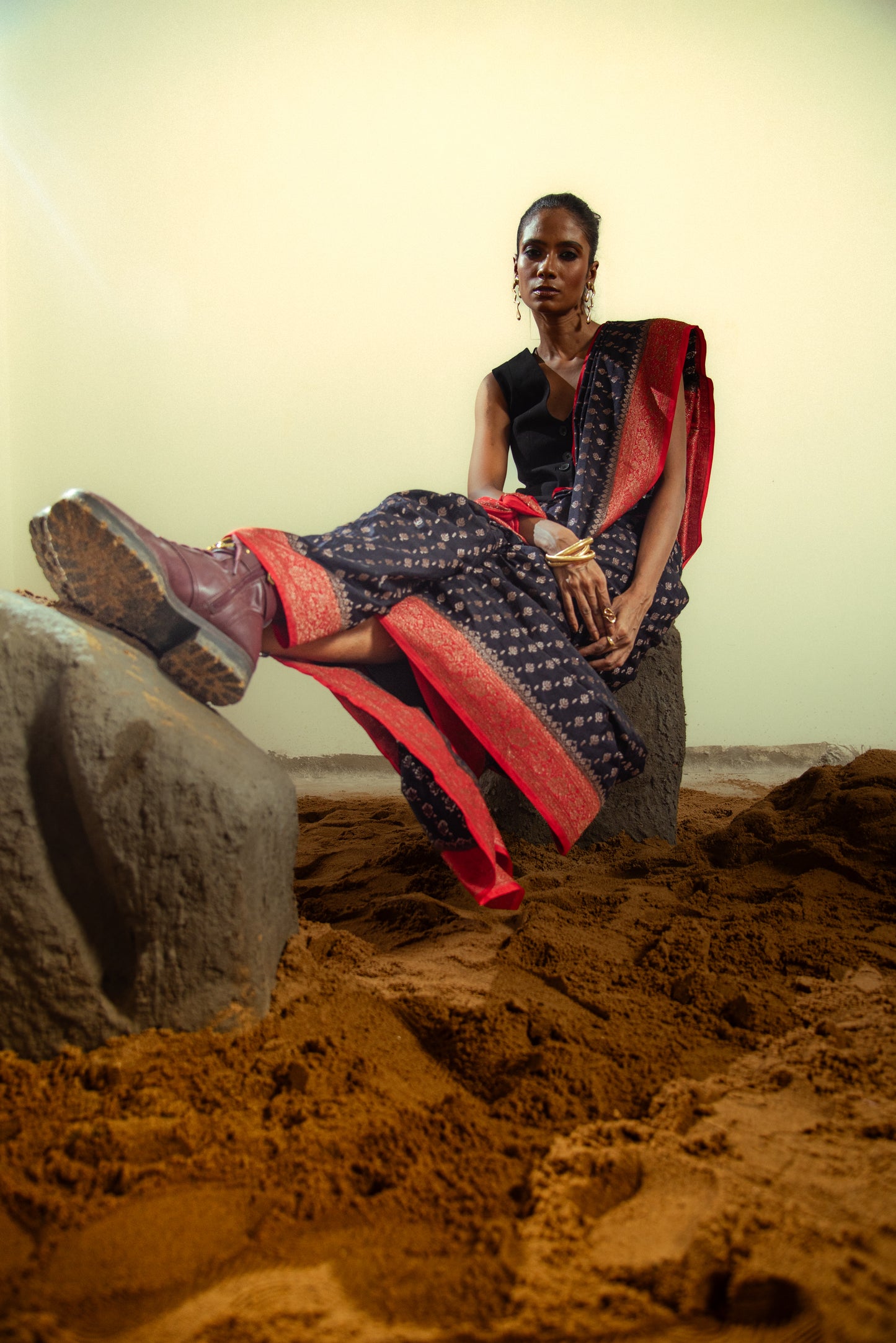 Banarasi Matka Georgette Silk Pre Draped Saree with Intricate Details