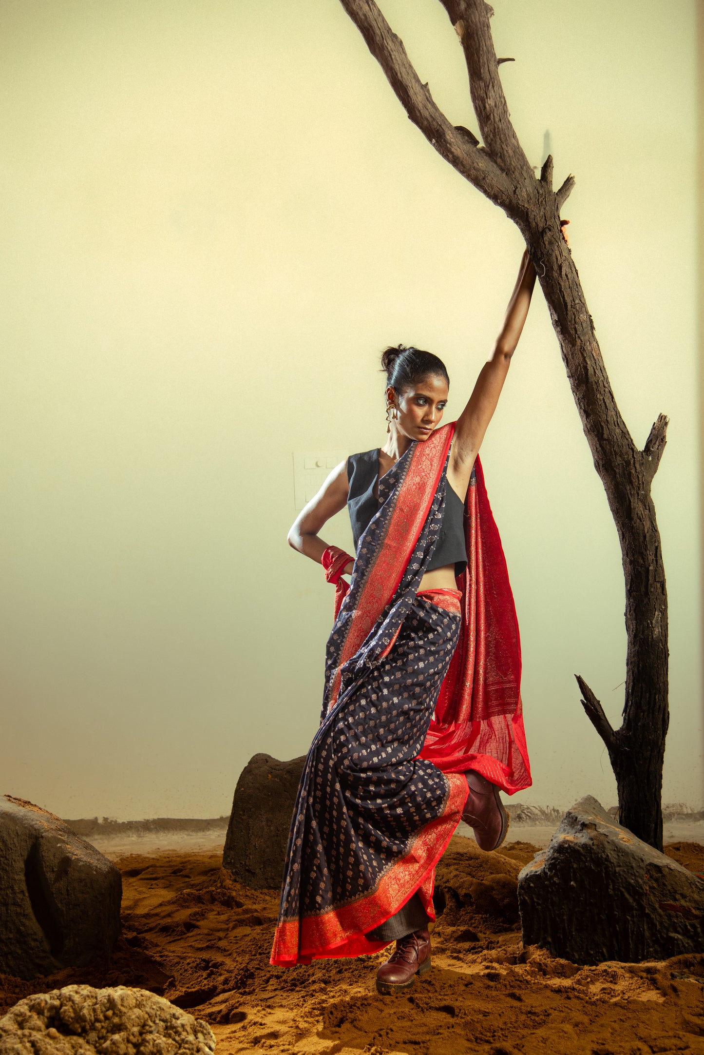 Banarasi Matka Georgette Silk Pre Draped Saree with Intricate Details