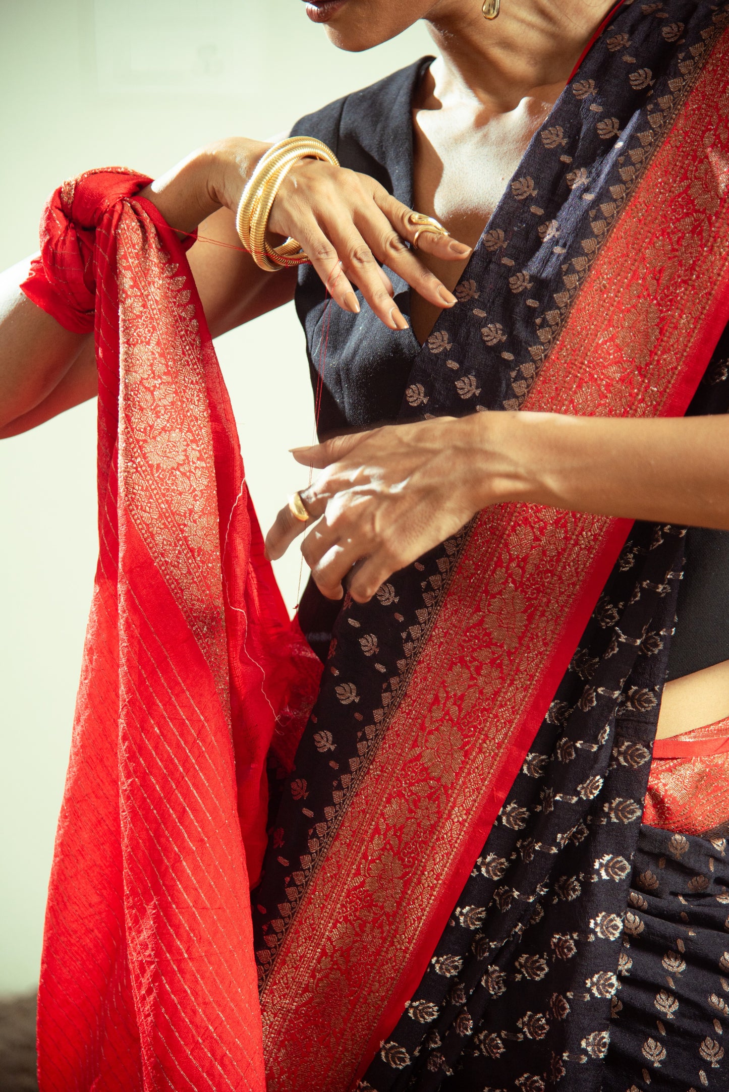 Banarasi Matka Georgette Silk Pre Draped Saree with Intricate Details