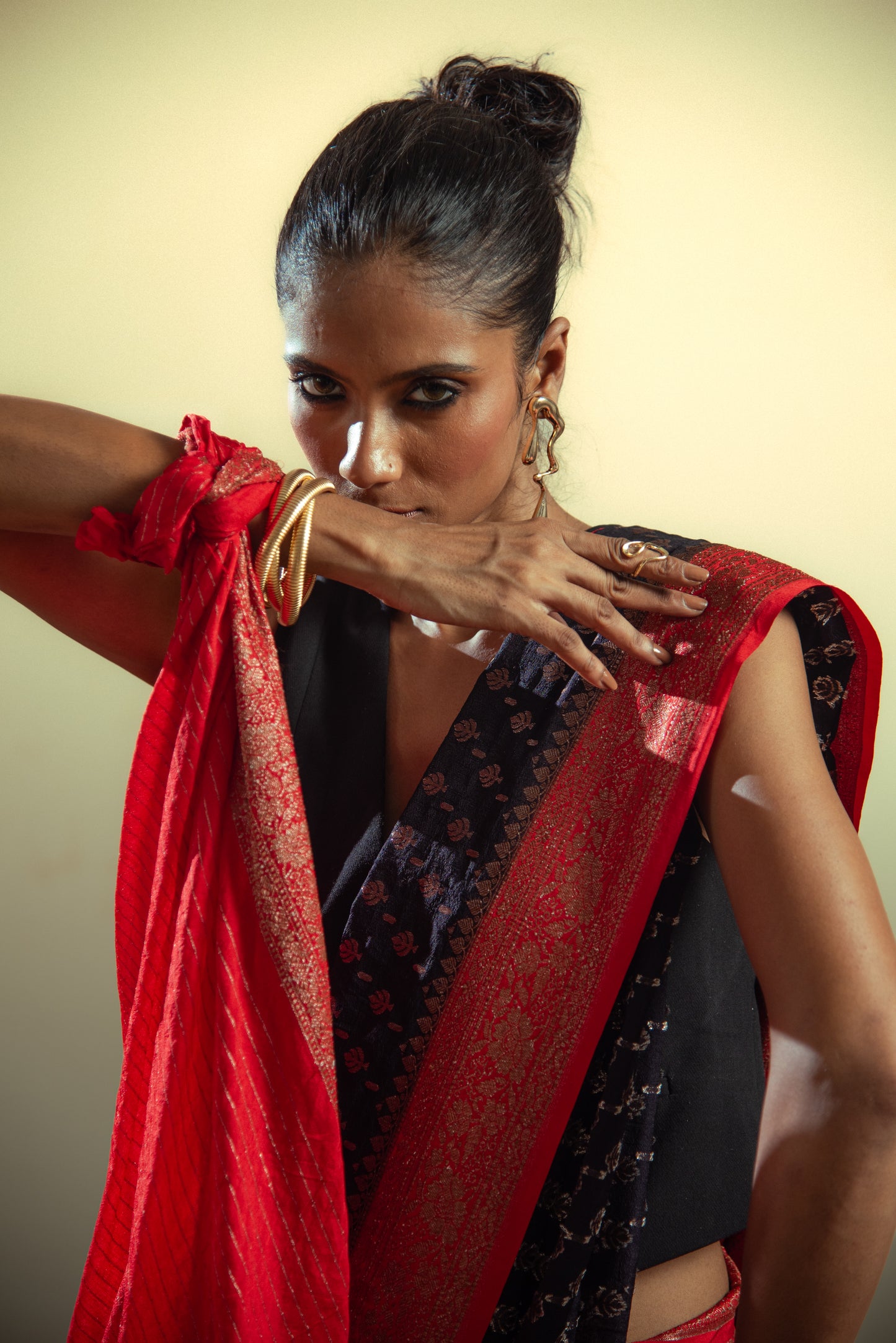 Banarasi Matka Georgette Silk Pre Draped Saree with Intricate Details