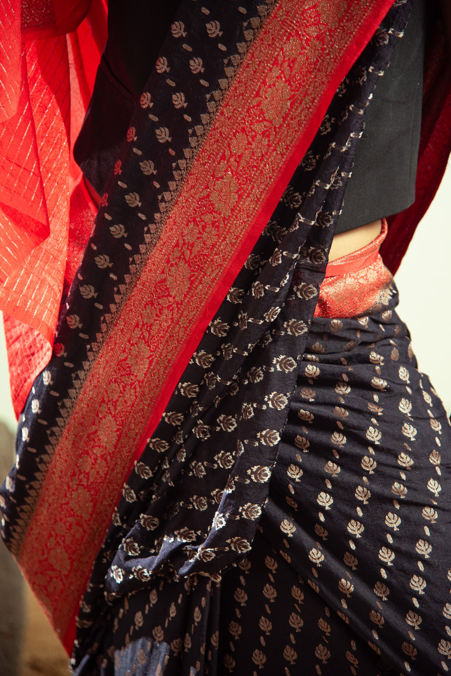 Banarasi Matka Georgette Silk Pre Draped Saree with Intricate Details