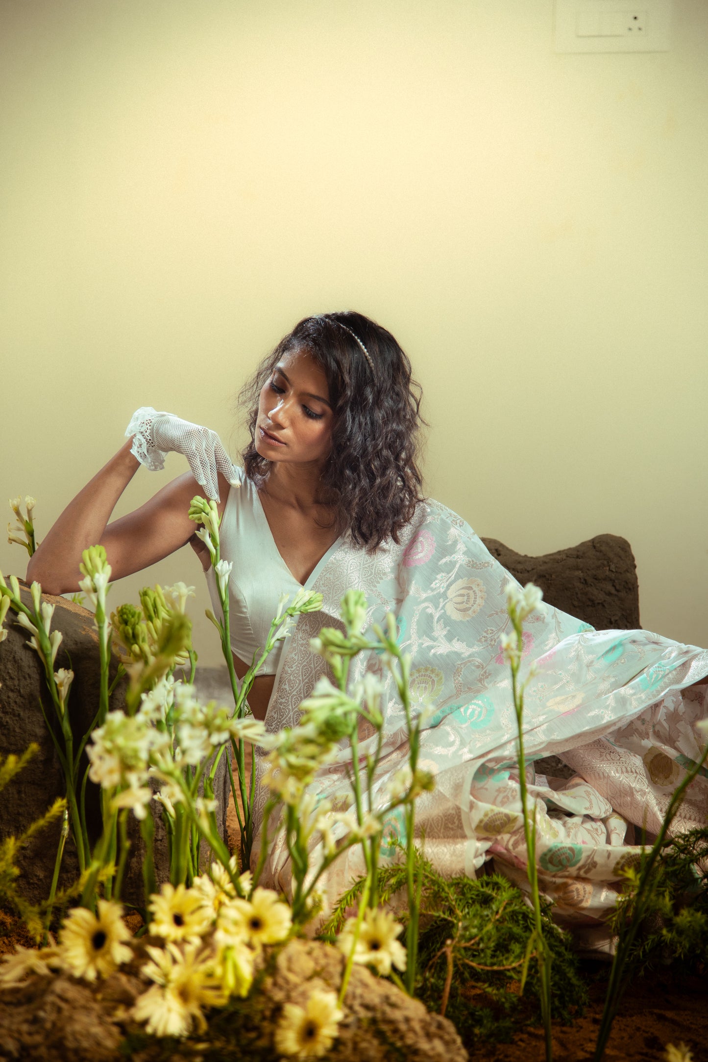 Banarasi Cotton Jaal Pre Draped Saree