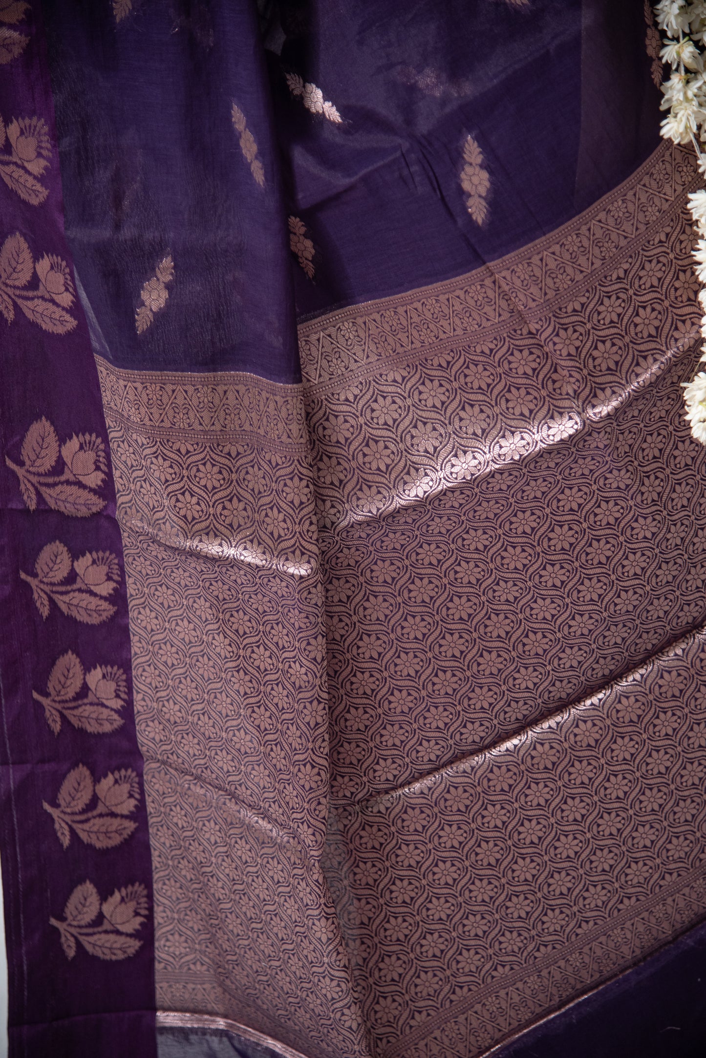Banarasi Cotton Raw Mango Silk Predraped Saree with Intricate Details