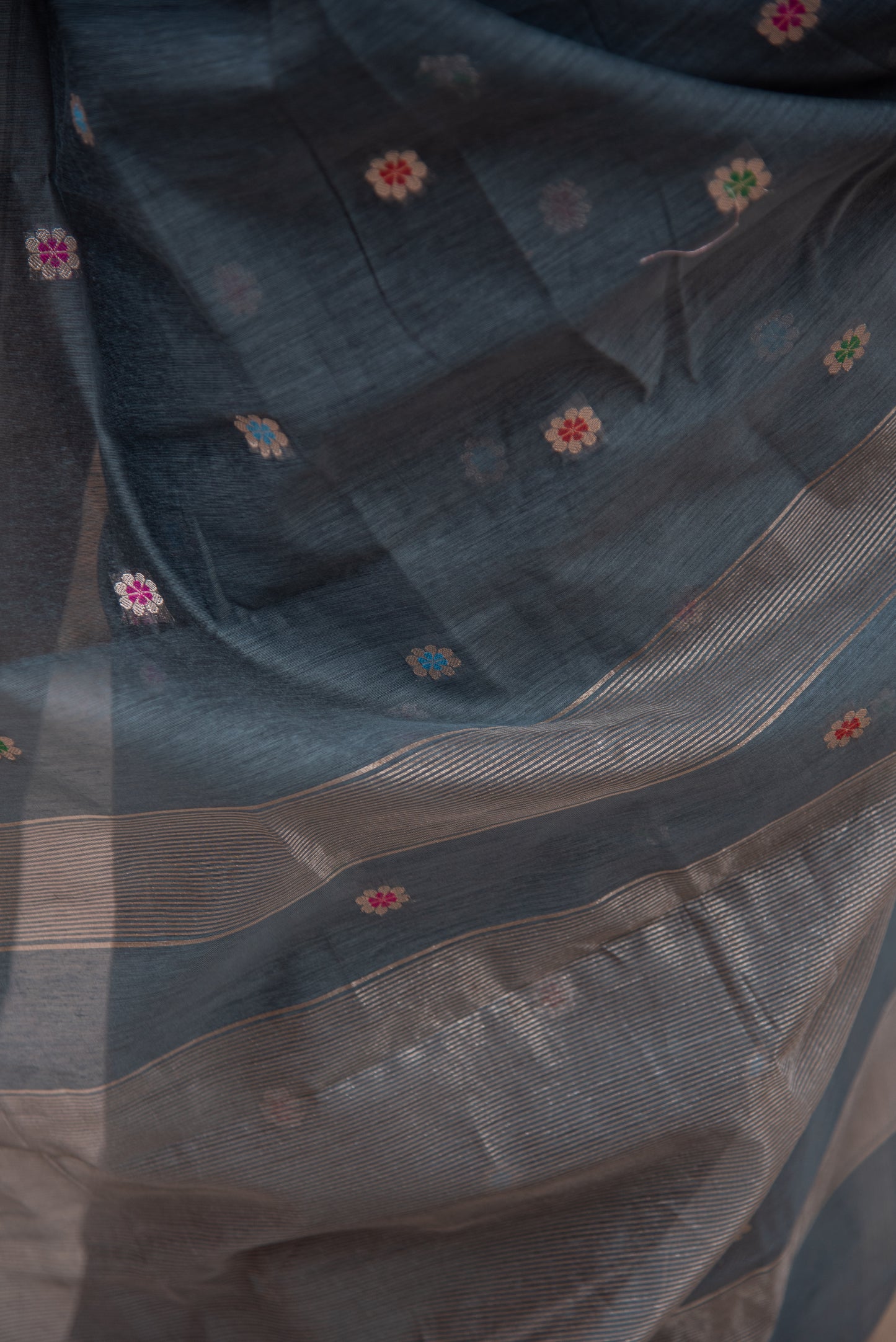 Banarasi Cotton Pre Draped Saree with Meena Work and Zari Border