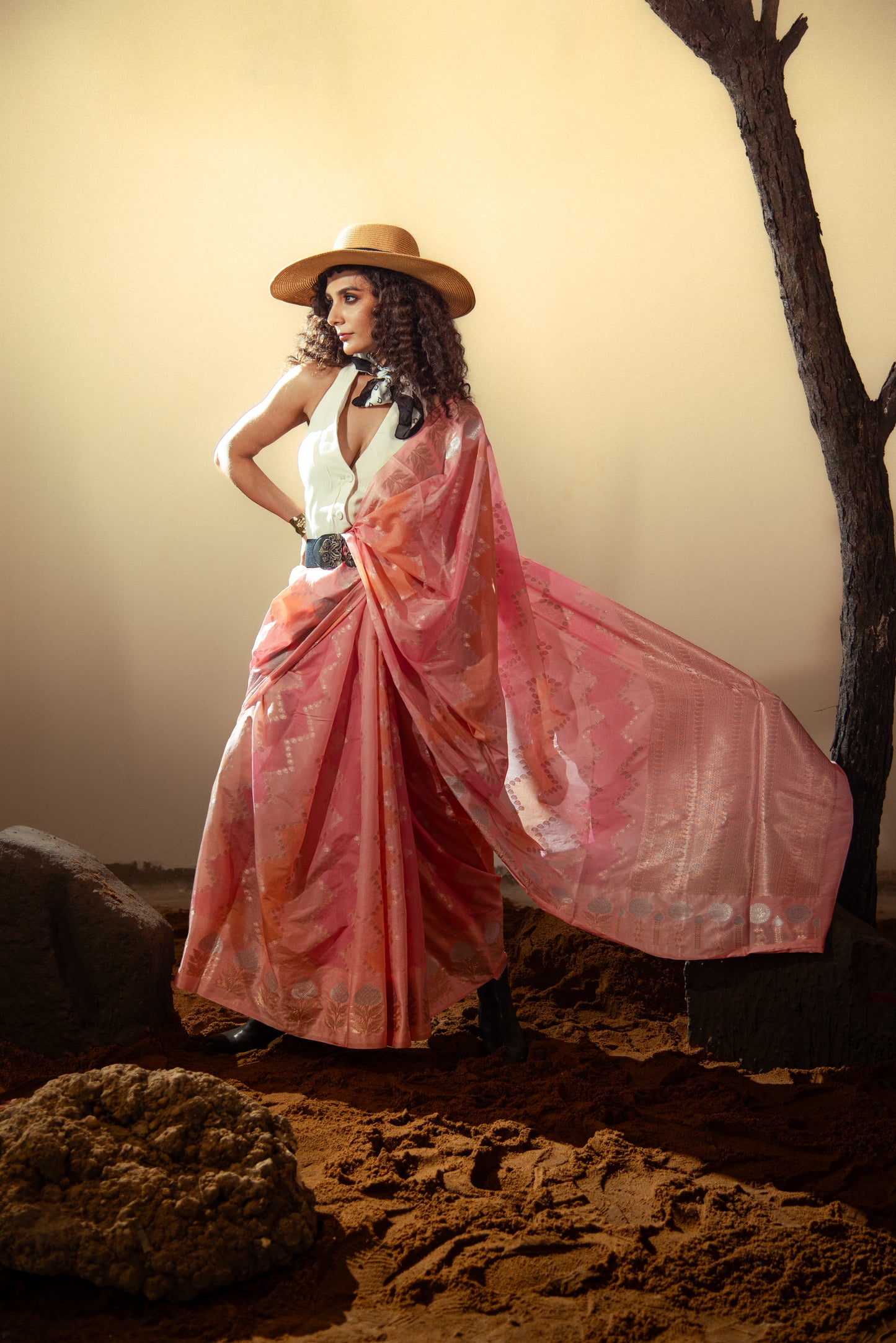 Raw Mango Silk Rangkart Pre Draped Saree