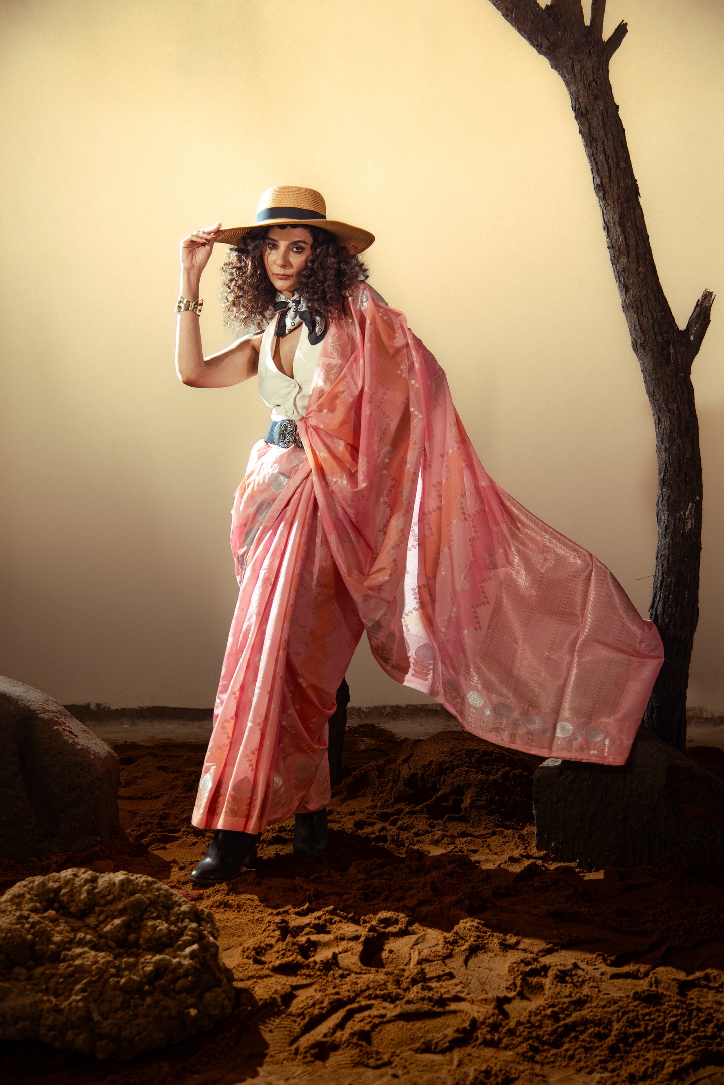 Raw Mango Silk Rangkart Pre Draped Saree