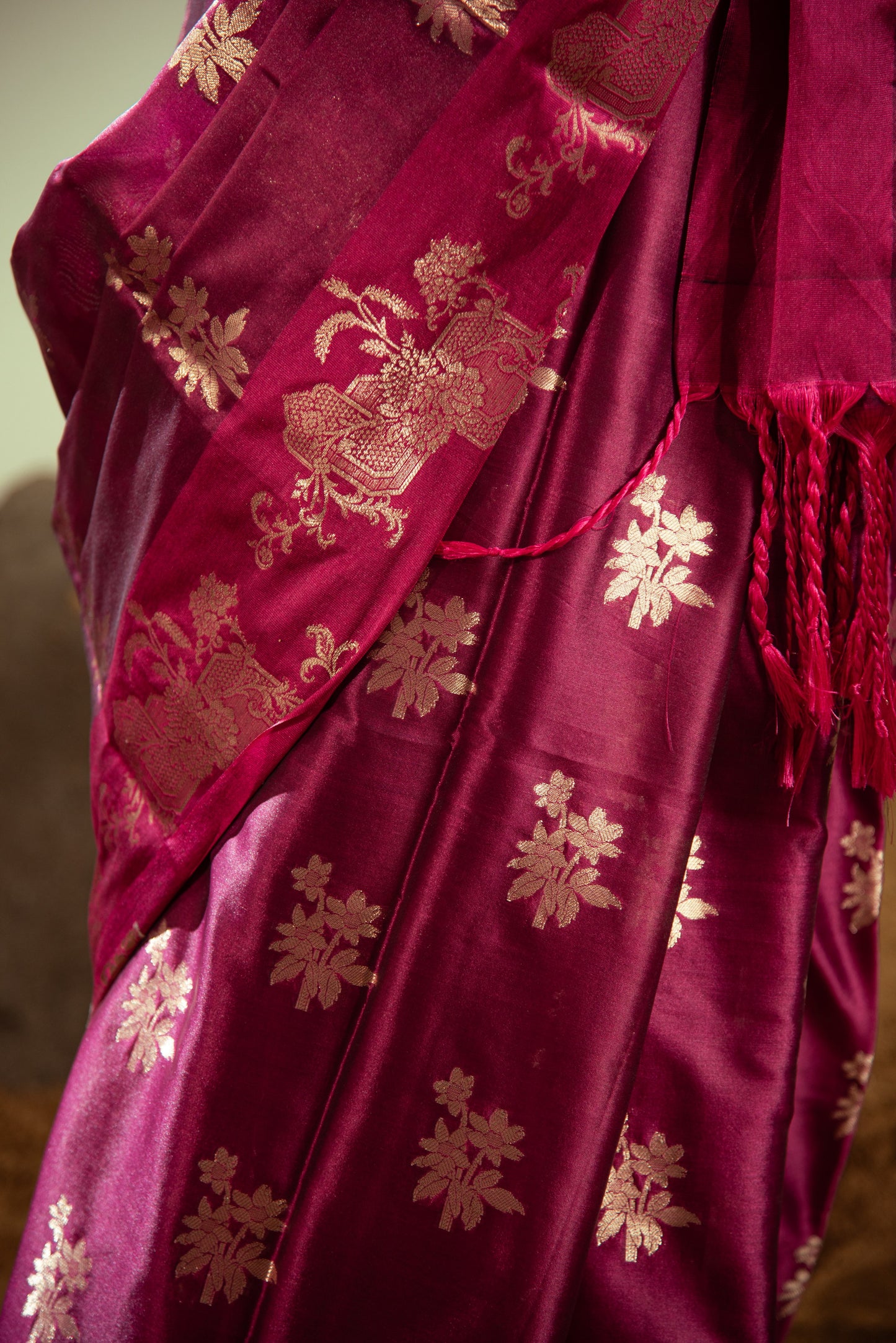Katan Semi Silk Pre Draped Saree with Intricate Details
