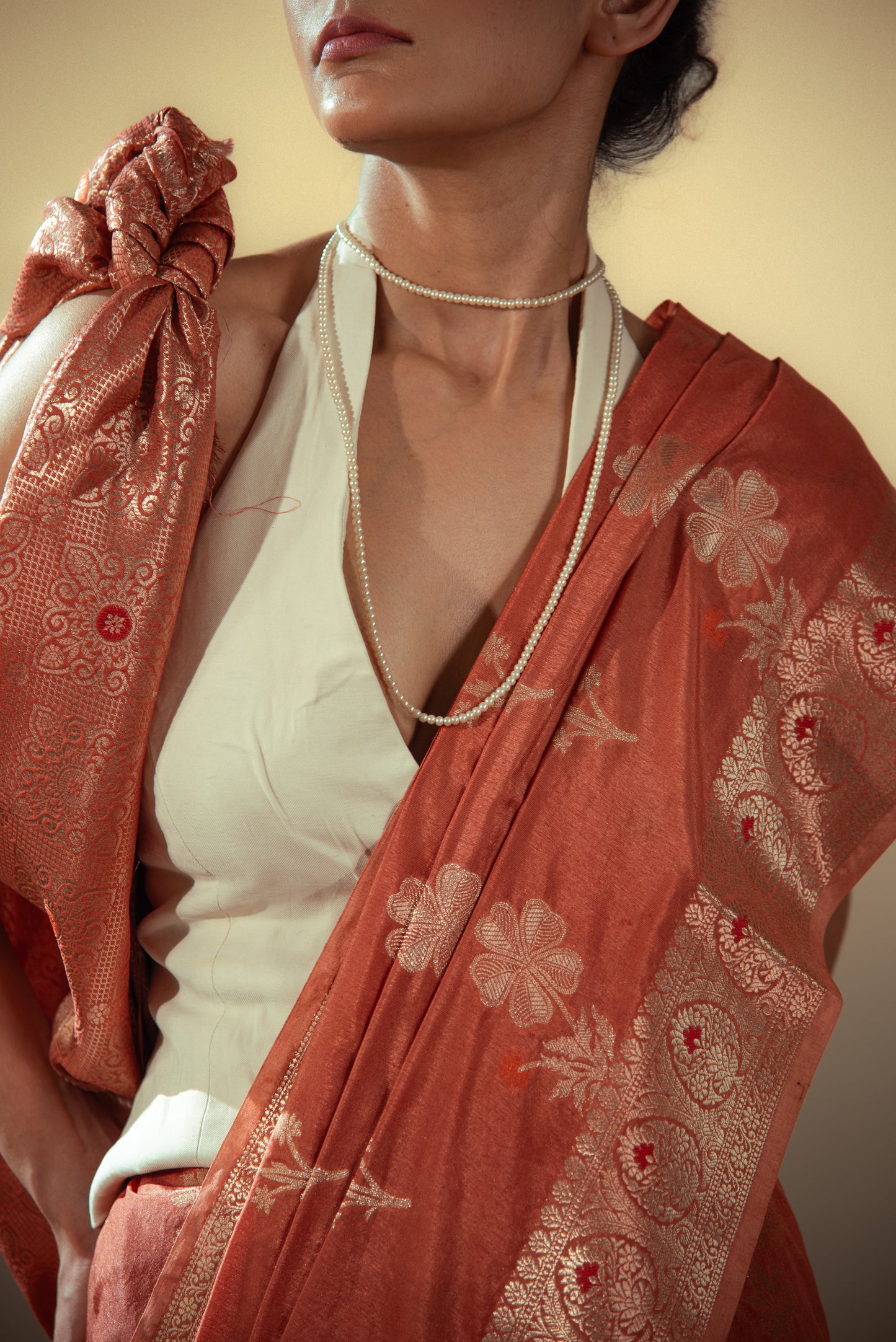 Dupiyan Silk Banarasi Pre Draped Saree with Meena Work