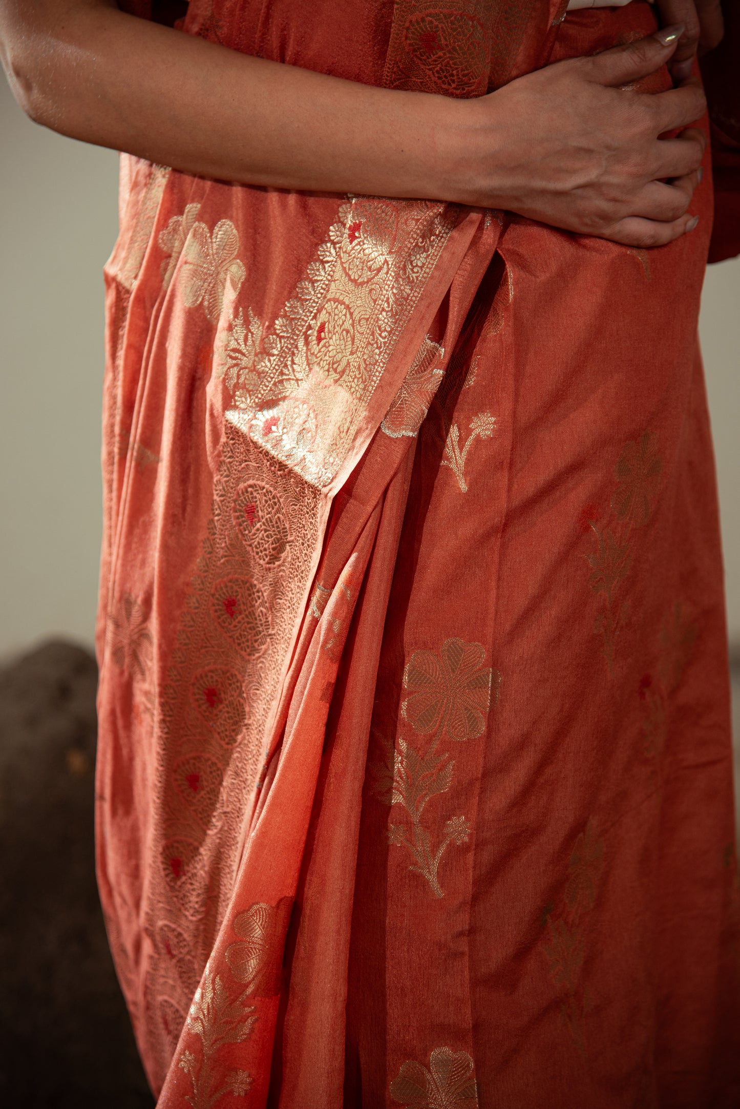 Dupiyan Silk Banarasi Pre Draped Saree with Meena Work