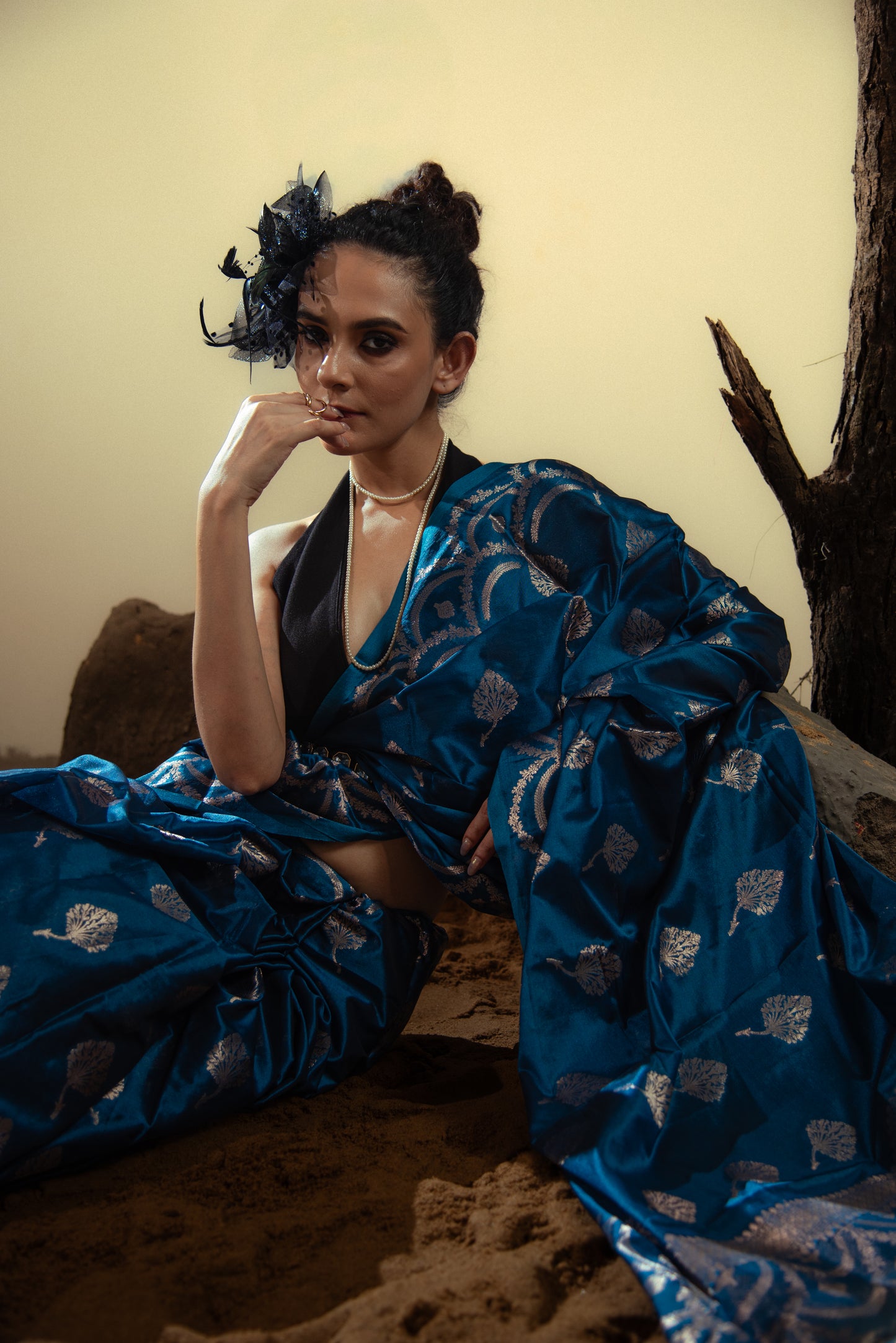 Mashru Katan Silk Sonarupa Pre Draped Saree with Silver Work