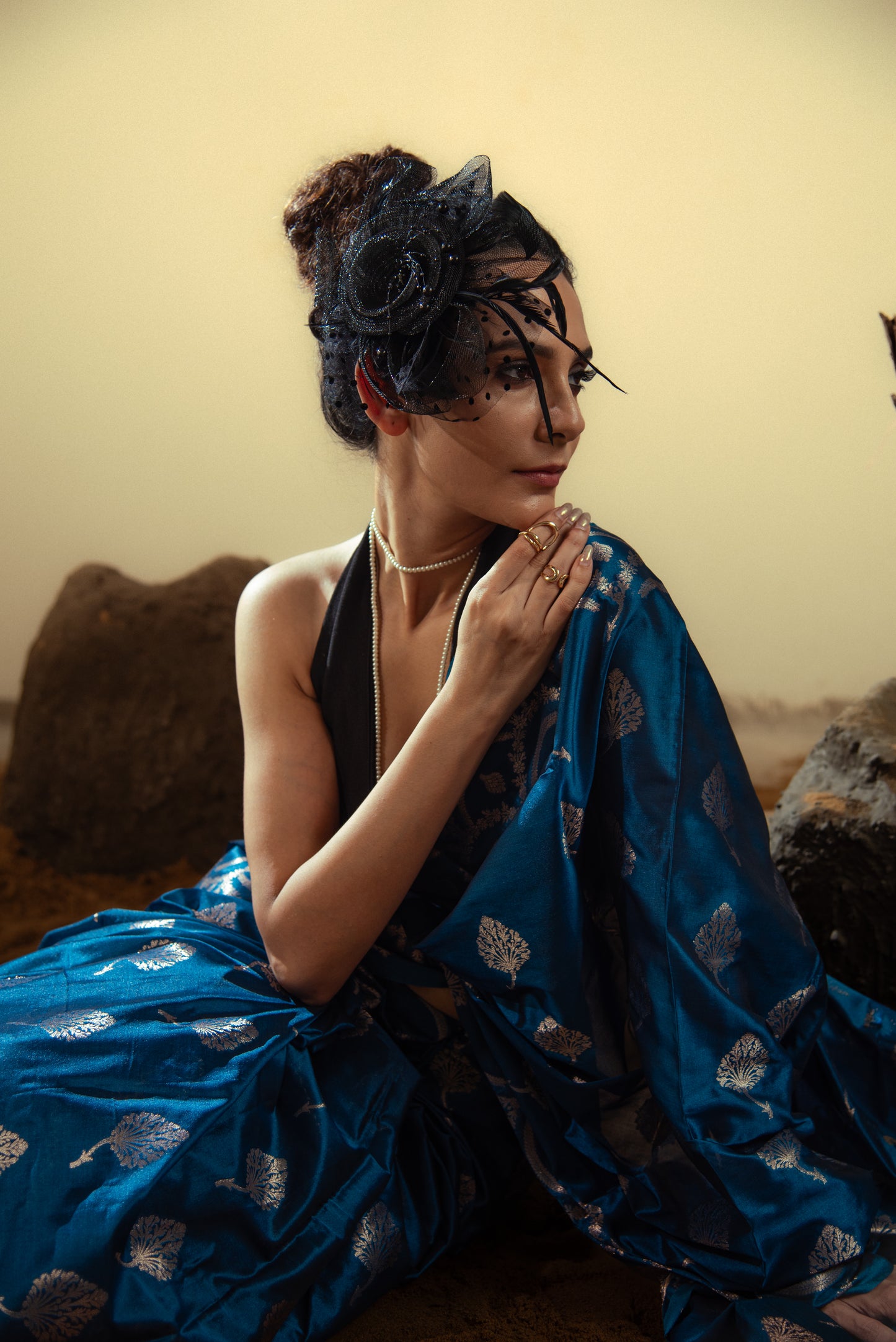 Mashru Katan Silk Sonarupa Pre Draped Saree with Silver Work