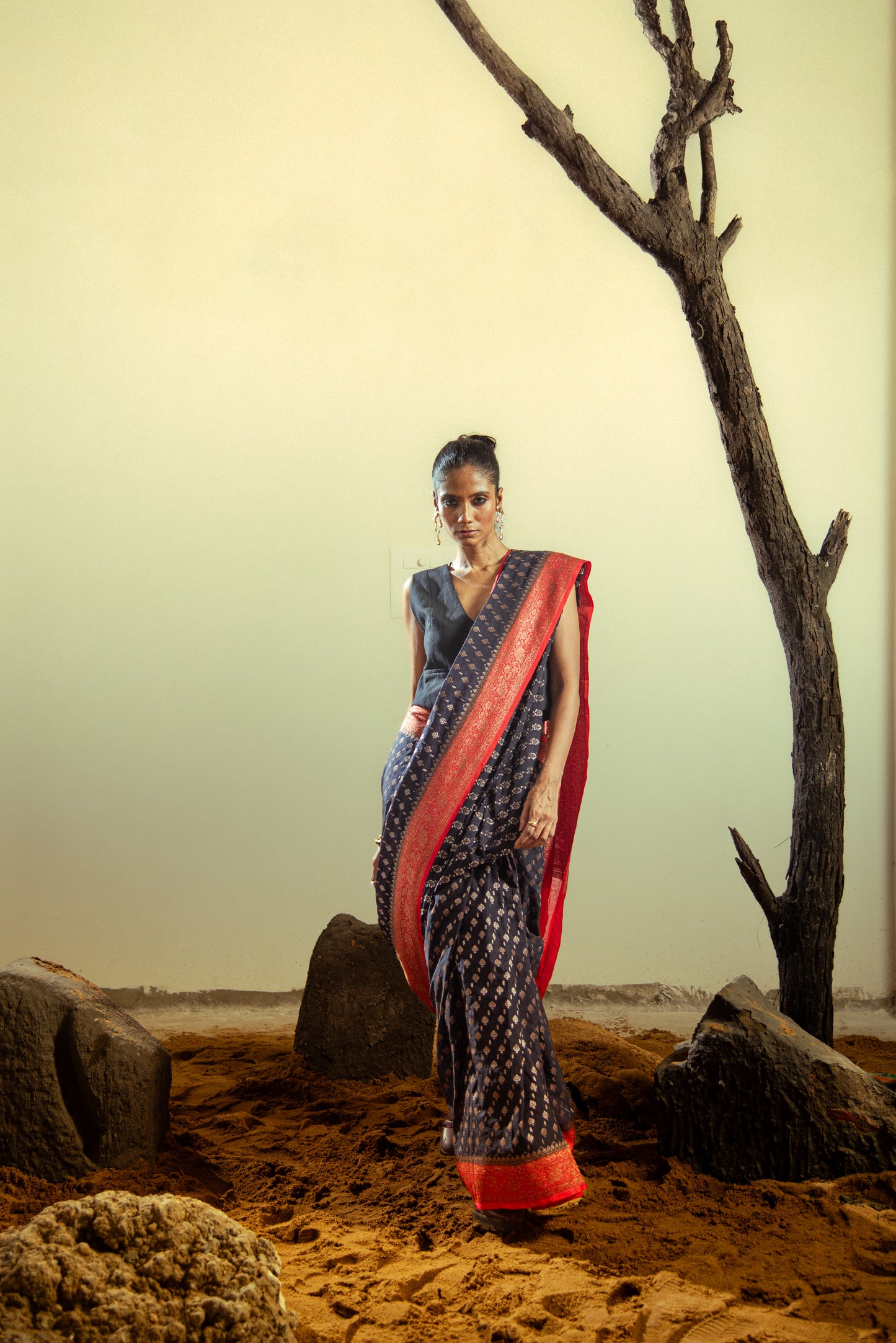 Banarasi Matka Georgette Silk Pre Draped Saree with Intricate Details