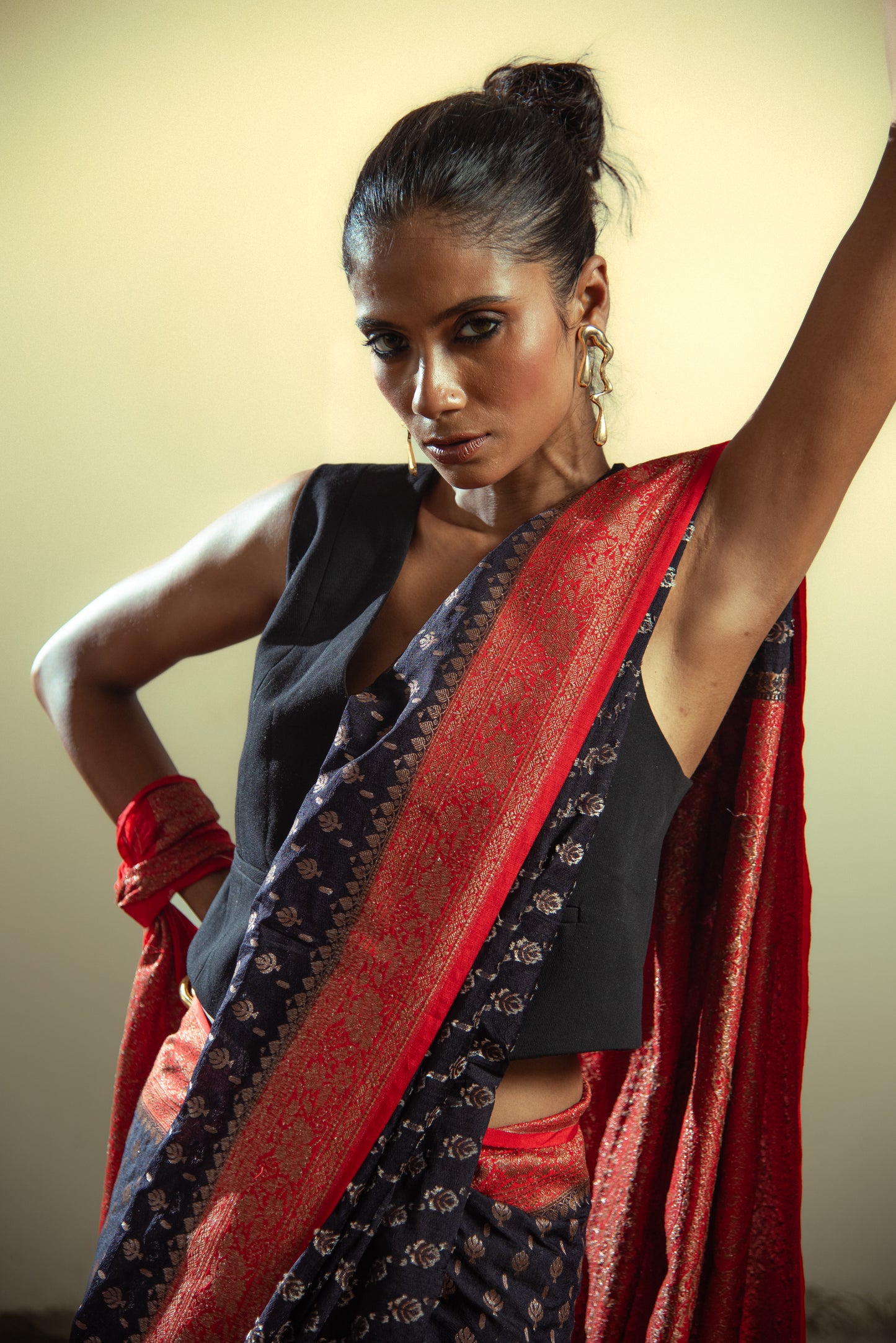 Banarasi Matka Georgette Silk Pre Draped Saree with Intricate Details