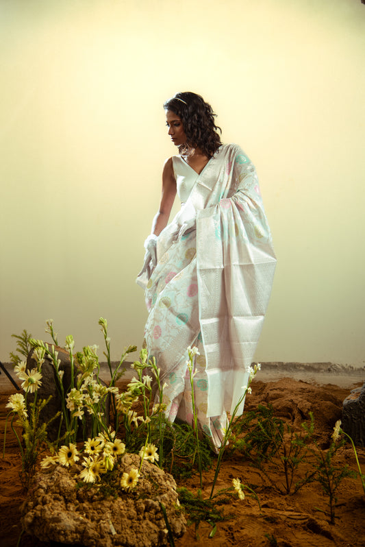 Banarasi Cotton Jaal Pre Draped Saree